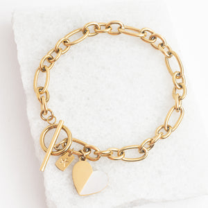 Gold chain bracelet with pearl pendant, 14k gold plated chain, fair trade artisan jewelry, great xmas gifts