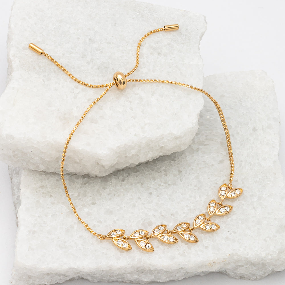 Photo of gold leaf-shaped bracelet, adjustable gold bracelet, golden bracelet for wedding, bridal bracelet, women's gold jewelry