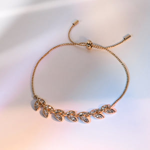 Adjustable gold bracelet, wedding day bracelets for bride, leaf-shaped bracelet, gift ideas for holidays