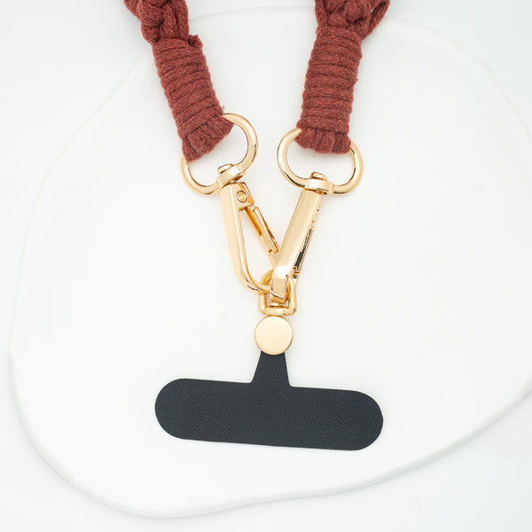 Close up of phone crossbody attachment, gift for mother on Mother's day, sustainable fair trade jewelry