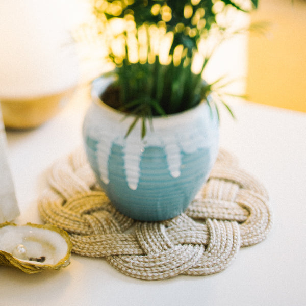 Hand woven cotton trivet, unique christmas gifts for women, home decor, beautiful decor for women