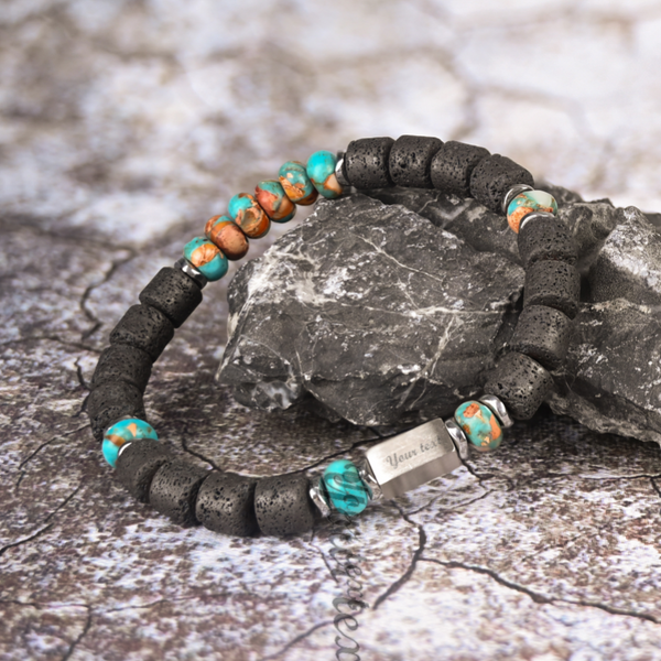Engravable Strength Turquoise Emperor Stone Bracelet