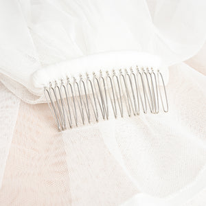 Treasured Two Tier Satin Ribbon Trim Fingertip Length Veil