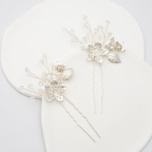 Everly Crystal Hair Pins in Sterling Silver