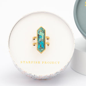 Jewelry gift box, shades of turquoise, cute ring for women, golds, best fair trade jewelry