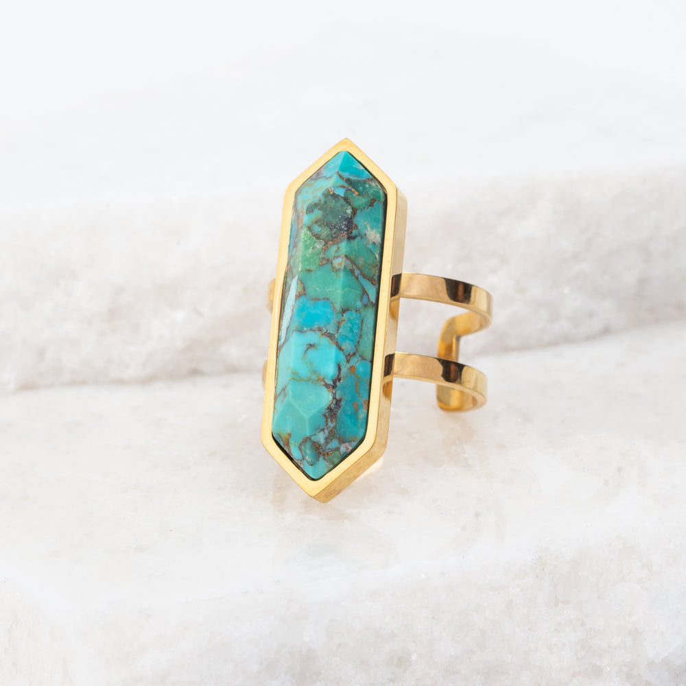 Stunning hand crafted women's jewelry, rings for women, gold and turquoise ring, Starfish Project meaning