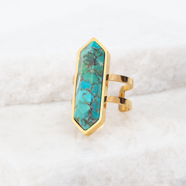 Stunning hand crafted women's jewelry, rings for women, gold and turquoise ring, Starfish Project meaning