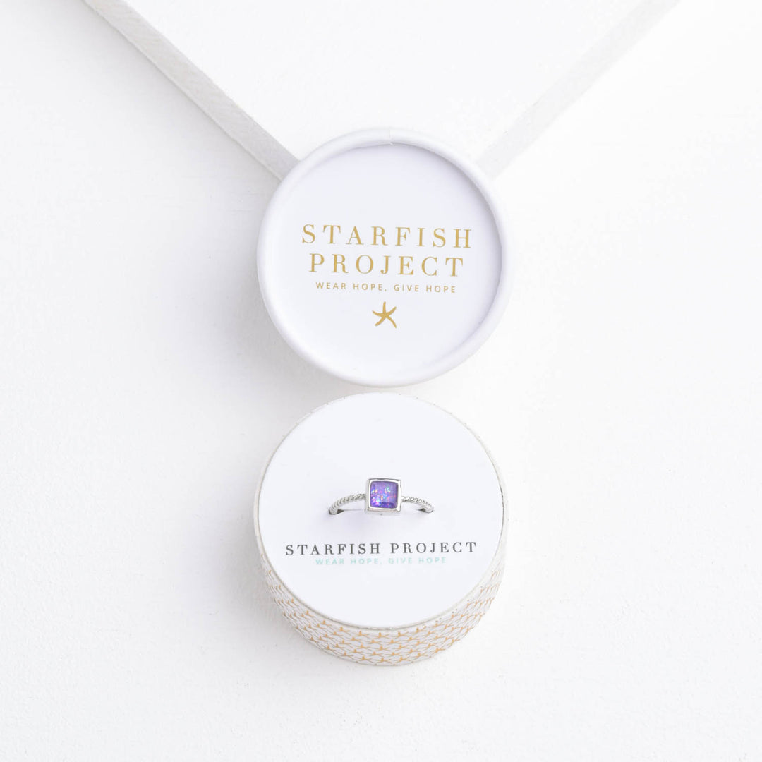 Bright Ring in Glistening Lilac & Silver