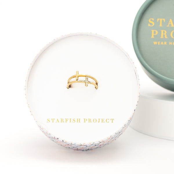 Golden Cross Serenity Ring