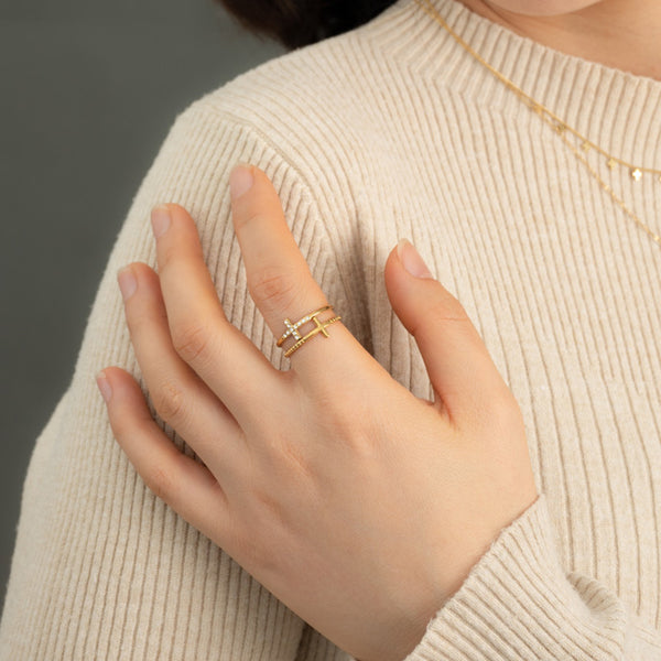 Golden Cross Serenity Ring