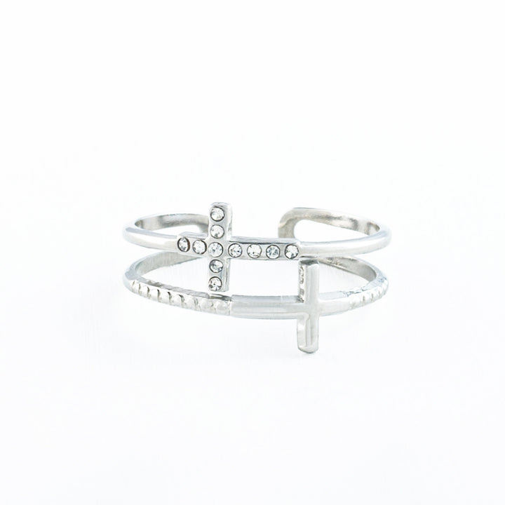 Silver Cross Serenity Ring