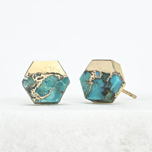 Oasis Turquoise and Gold Studs