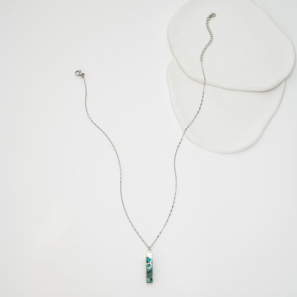 Necklace for women, quality silver chain with turquoise and silver pendant, necklace brands like Pandora, fashion jewelry, home shopping jewelry