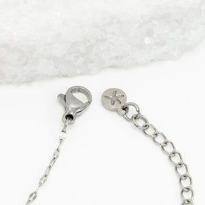 Photo of silver plated stainless steel chain, adjustable silver chain, symbolism of starfish, ocean jewelry, silver necklace chain