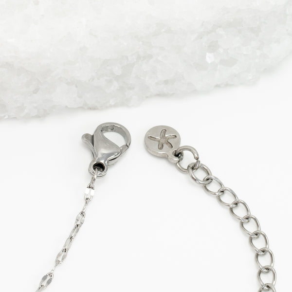 Photo of silver plated stainless steel chain, adjustable silver chain, symbolism of starfish, ocean jewelry, silver necklace chain
