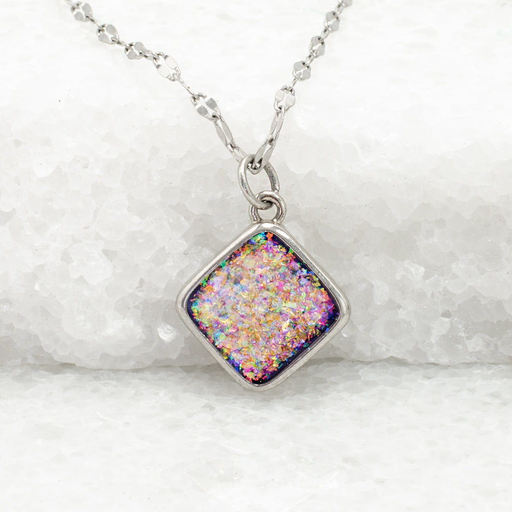Silver stainless steel necklace with colorful pendant, silver necklaces for women, Mother's day gifts for mom, unique xmas gift ideas, jewelry business