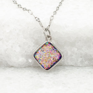 Silver stainless steel necklace with colorful pendant, silver necklaces for women, Mother's day gifts for mom, unique xmas gift ideas, jewelry business