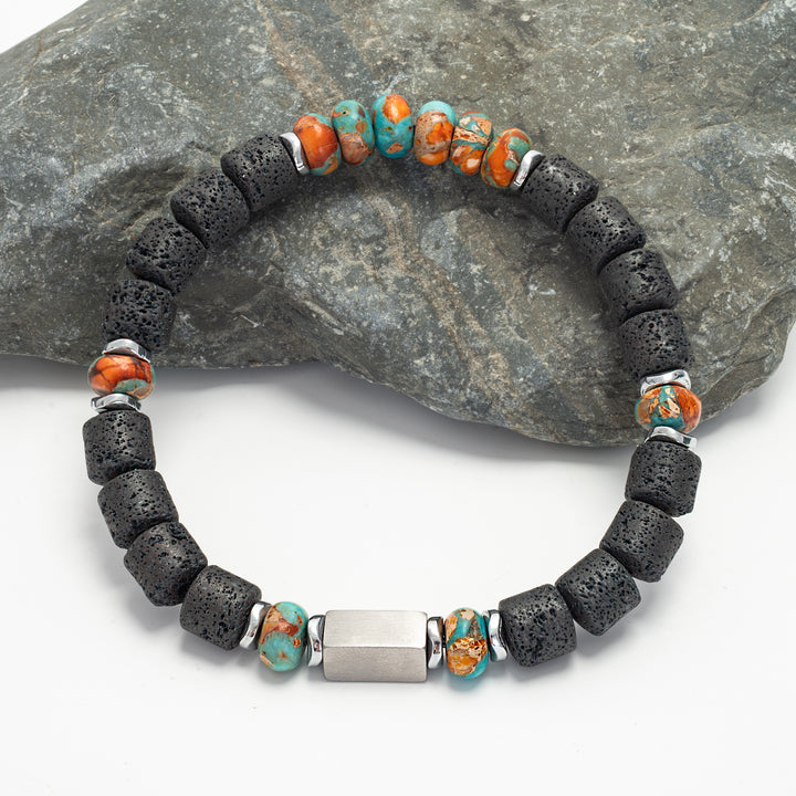 Engravable Strength Turquoise Emperor Stone Bracelet (KF)