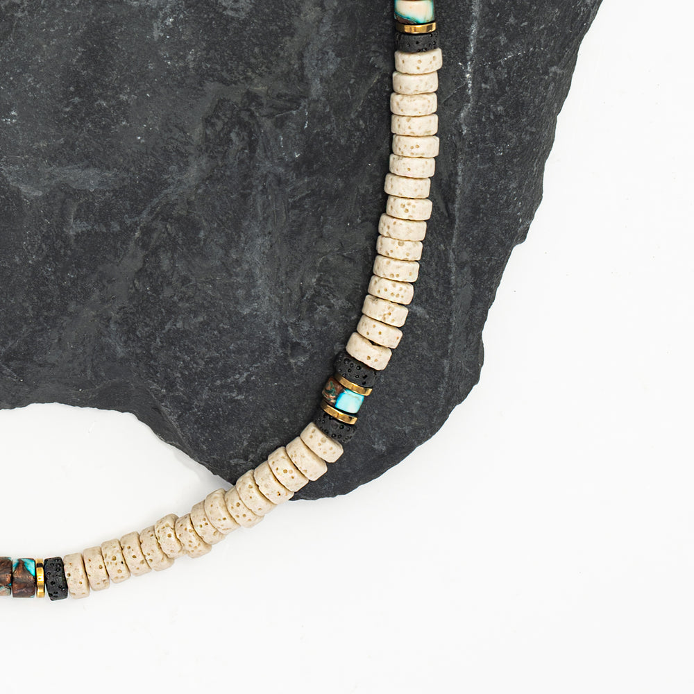Lava beaded men's necklace, ocean necklaces for men, beaded necklaces for men, jewelry gifts for men