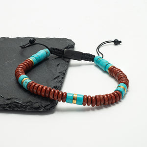 Men's beaded bracelet, simplistic bracelet for men, turquoise and red jasper beaded bracelet, ocean jewelry, jewelry companies