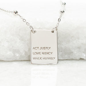 Act Justly Necklace in Sterling Silver