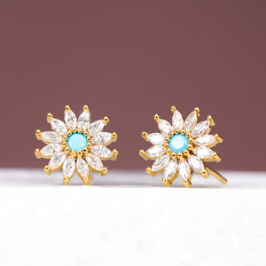 Set of 18k gold studs, earrings with zircon, high quality studs, jewelry stores, gold plated brass, special christmas gift ideas