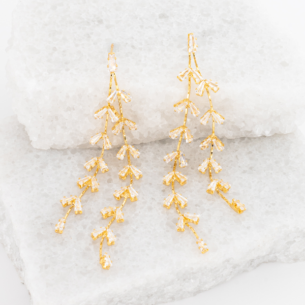 Beautiful pair of wedding earrings, 14k gold earrings, earrings with zircon, women's jewelry, fair trade gift companies                     