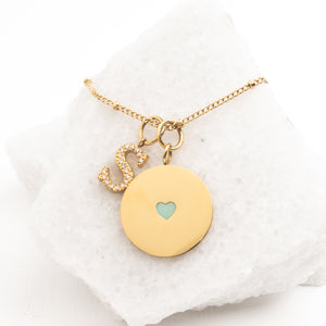 Engravable necklace with initial charm, gold personalized jewelry, quality engravable jewelry, cute customized jewelry, personalized Christmas gifts