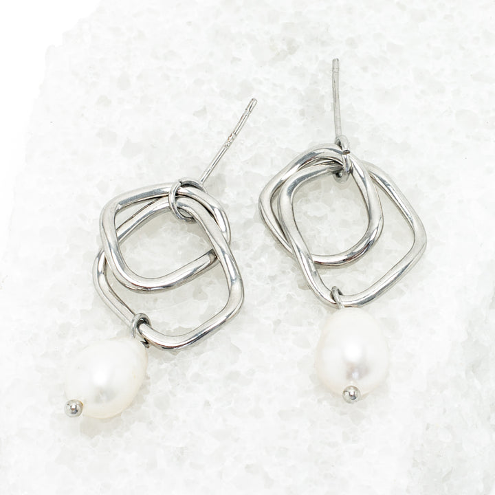 Everlasting Pearl Earrings in White Gold