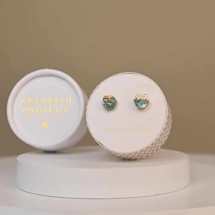 Oasis Turquoise and Gold Studs