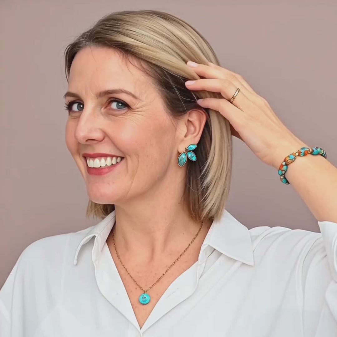 Coastal Leaf Emperor Stone Earrings