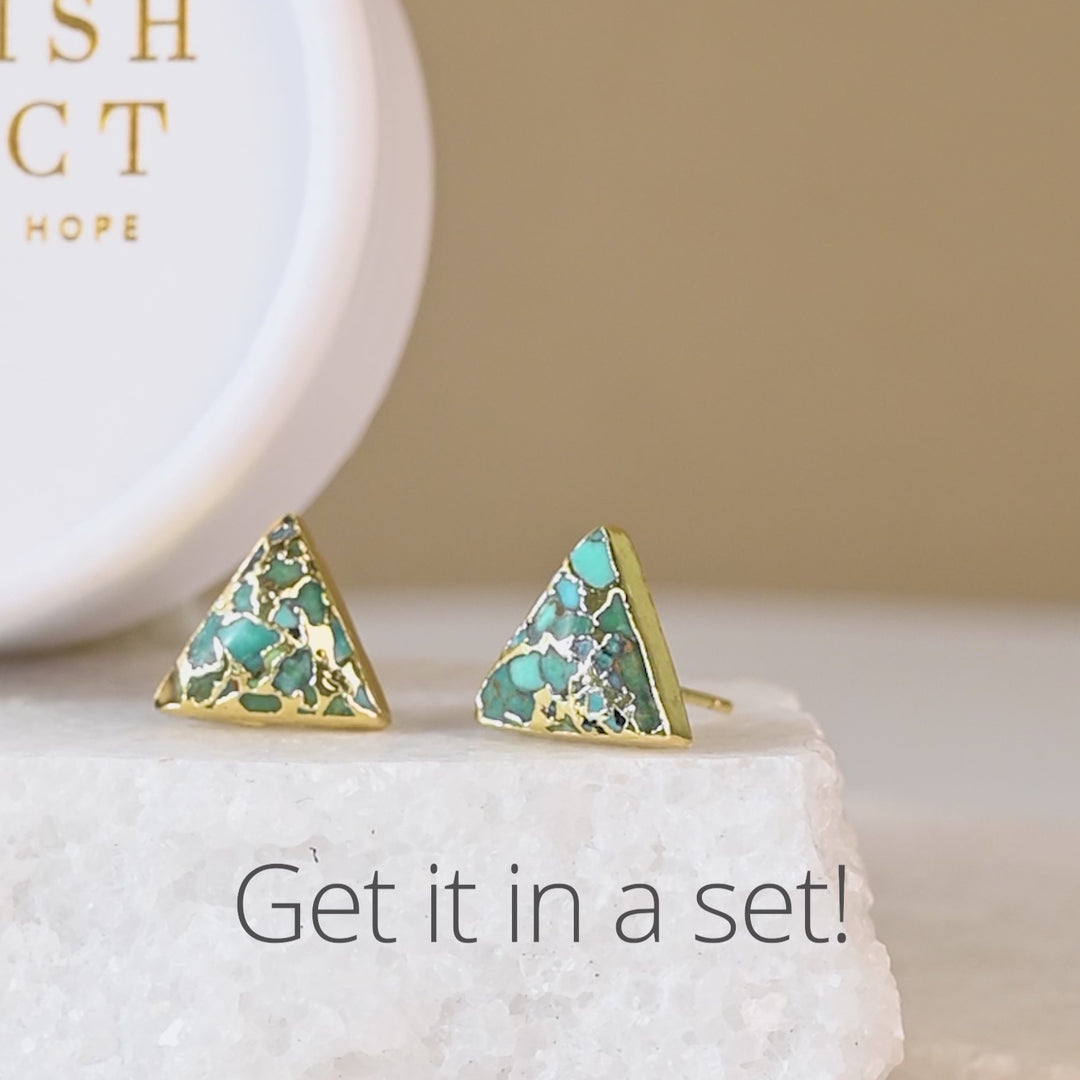 Ellie Triangle Turquoise Studs