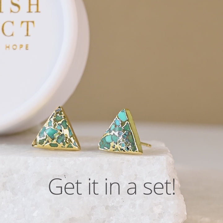 Ellie Triangle Turquoise Studs
