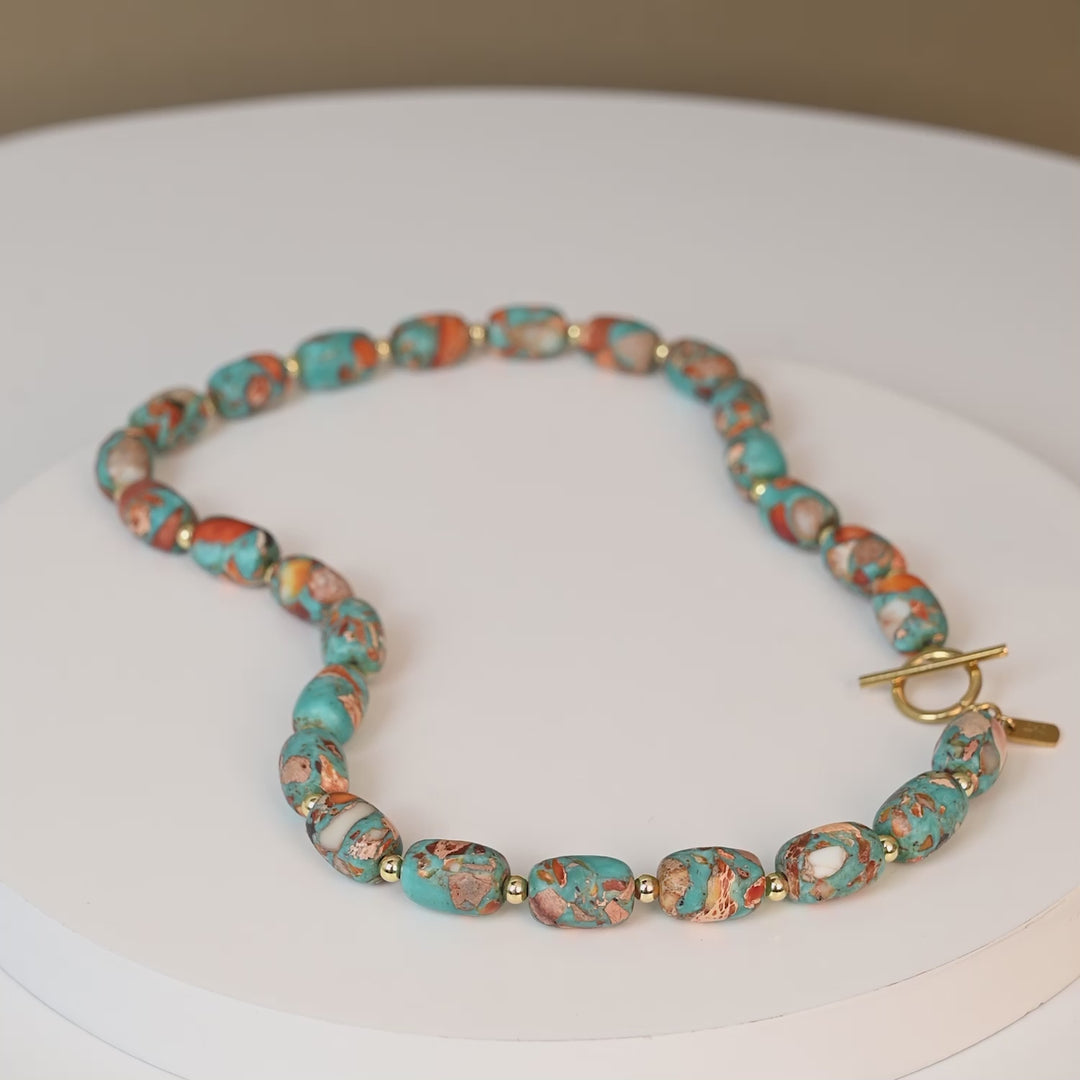 Sierra Bloom Turquoise Emperor Stone Beaded Necklace